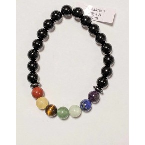 Bracelet 8 mm 7 Chakras - Onyx