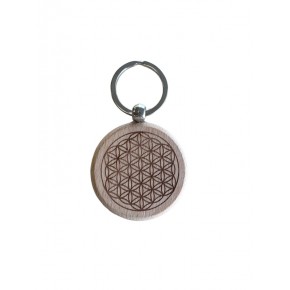 Porte-clefs - bois - Fleur...