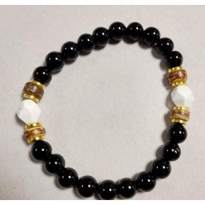 Bracelet 8 mm - onyx / bois...