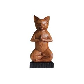 Chat yoga - bois sculpté -...