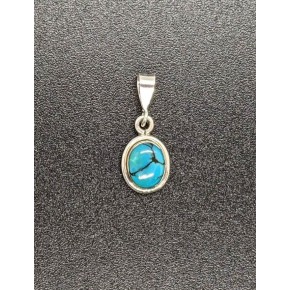 Pendentif argent ovale -...